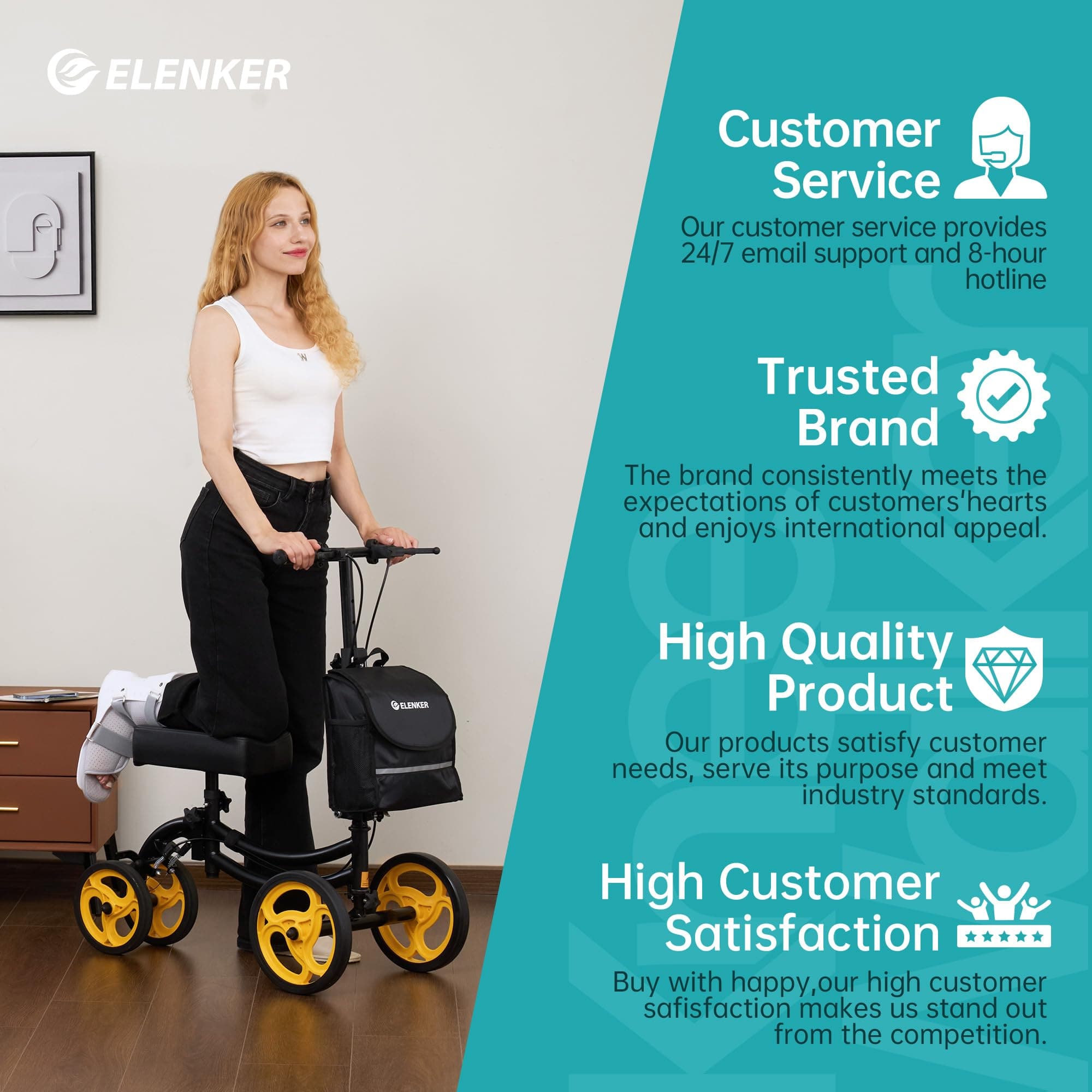 YF-9011A Deluxe Steerable Medical Knee Walker 10