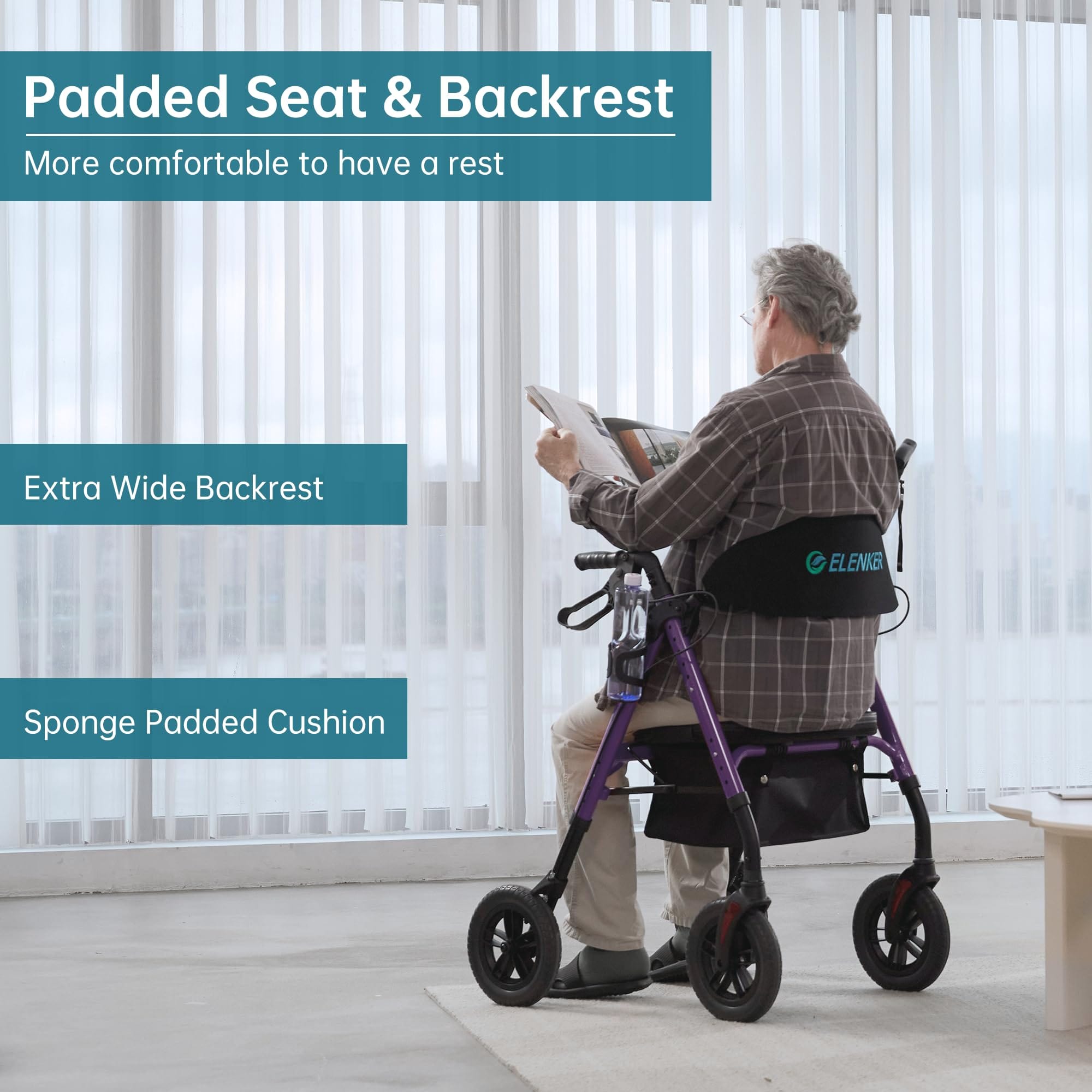 KLD-9218-10 All Terrain Dual-Brake Rollator Walker 10