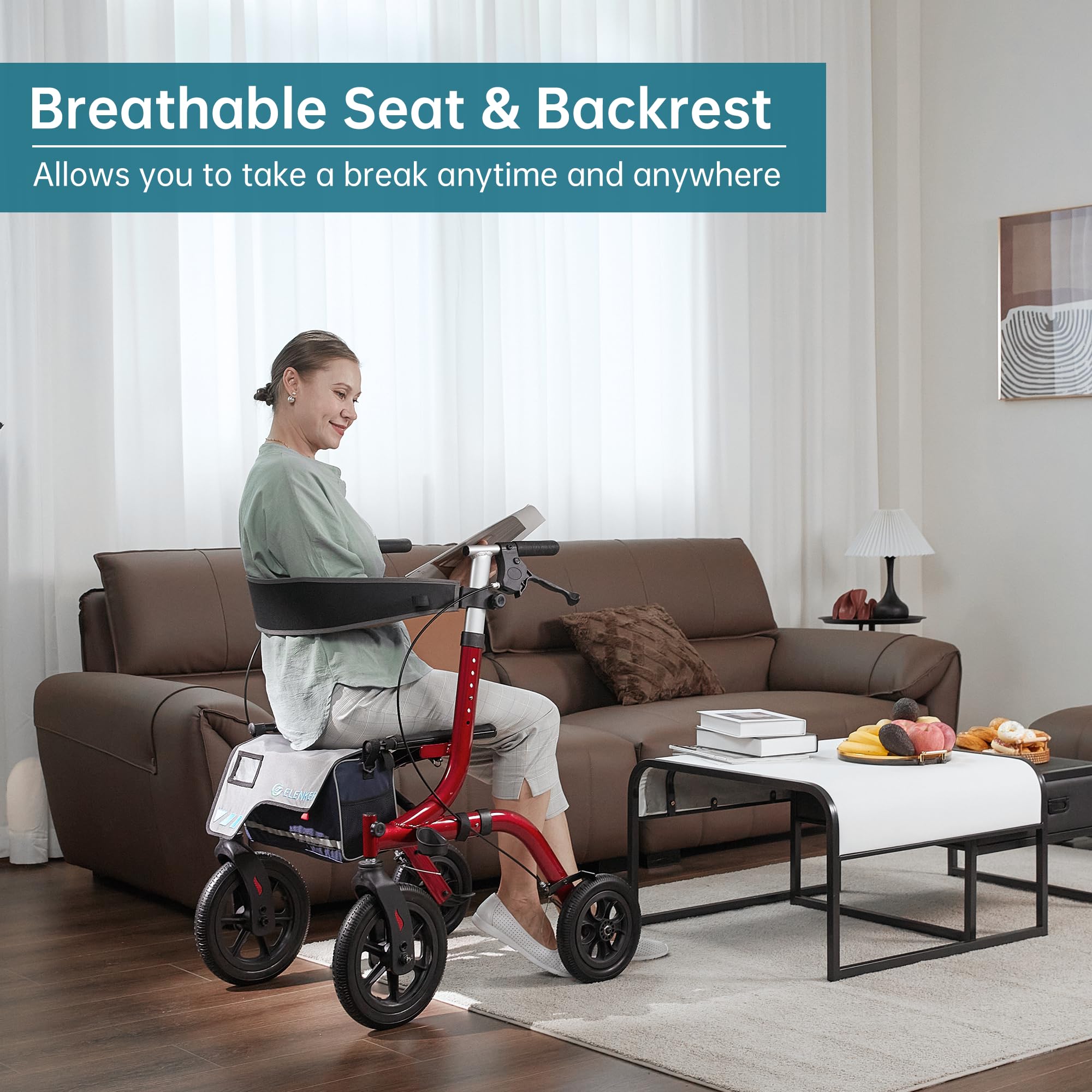 HFK-9210KDB All Terrain Dual-Brake Rollator Walker 12