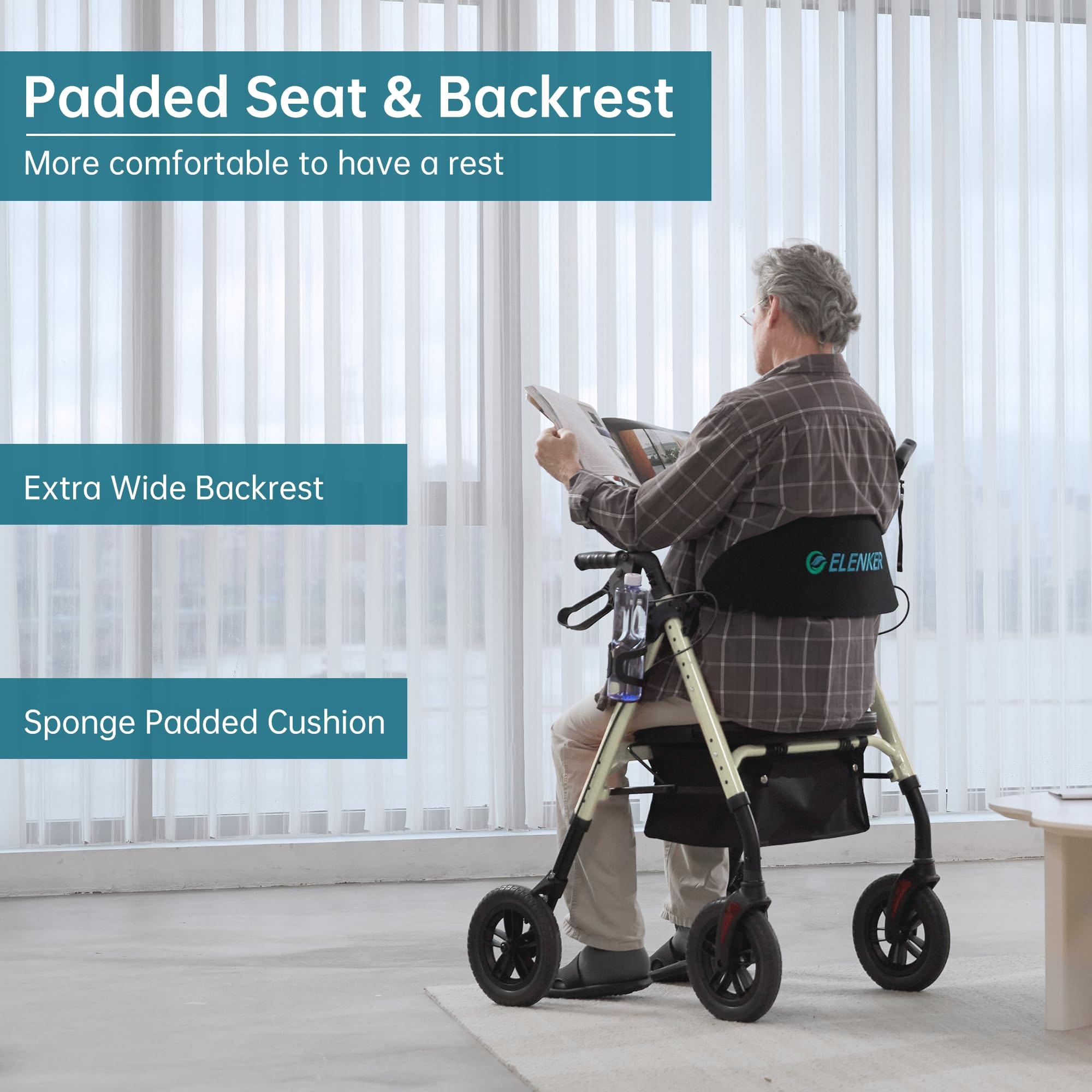 KLD-9218-10 All Terrain Dual-Brake Rollator Walker 10