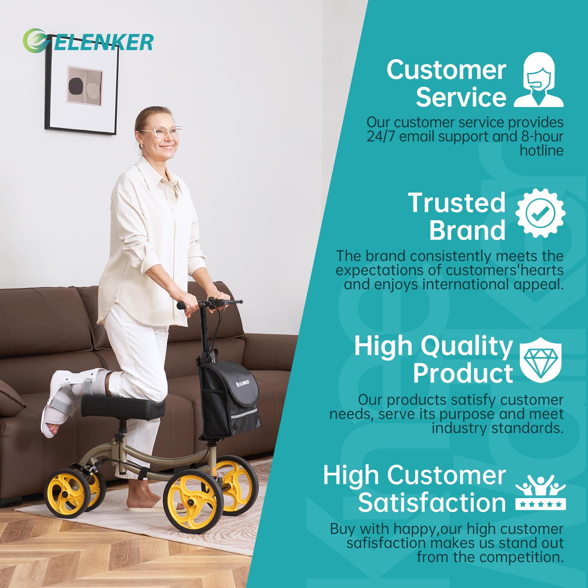 YF-9011A Deluxe Steerable Medical Knee Walker 10