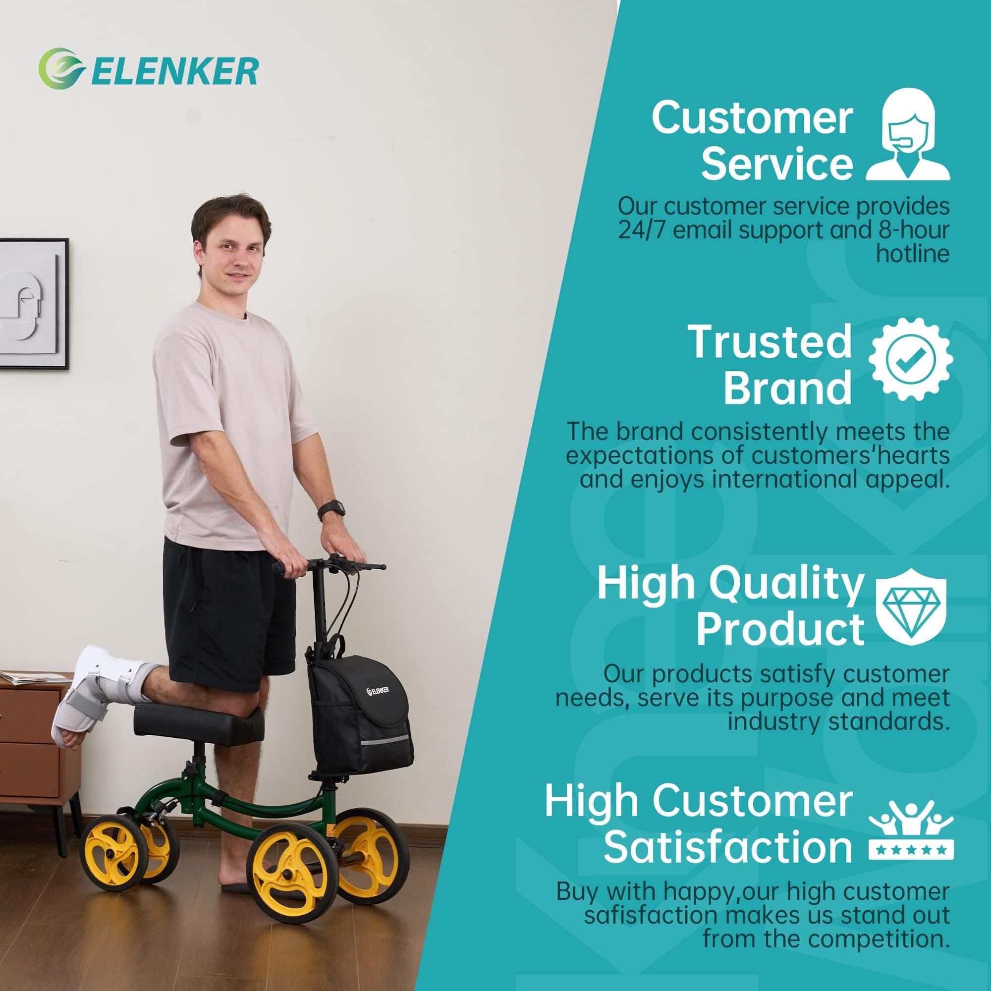 YF-9011A Deluxe Steerable Medical Knee Walker 10