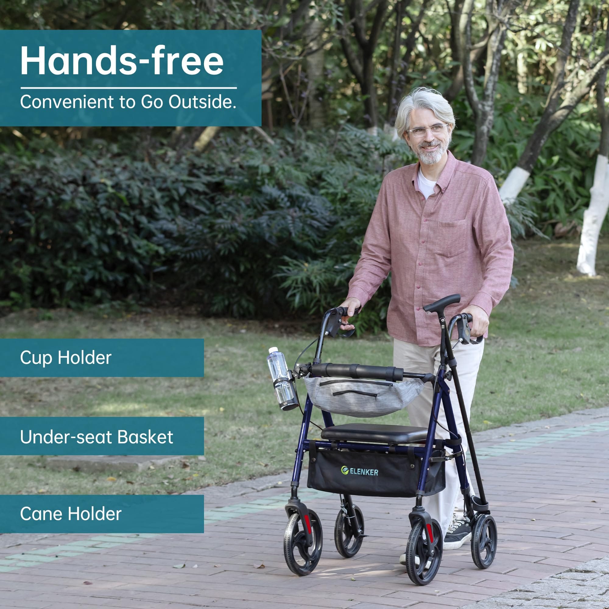 YF-9007C Dual-Brake Rollator Walker 10