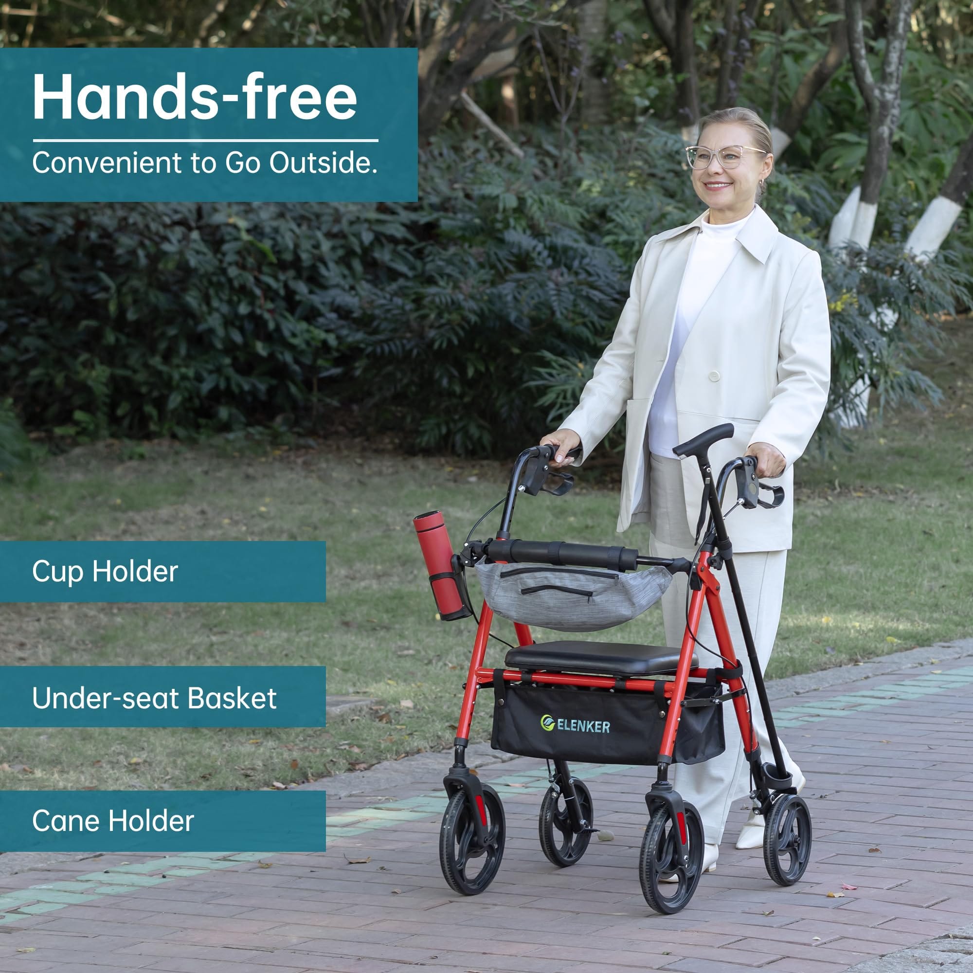 YF-9007C Dual-Brake Rollator Walker 10