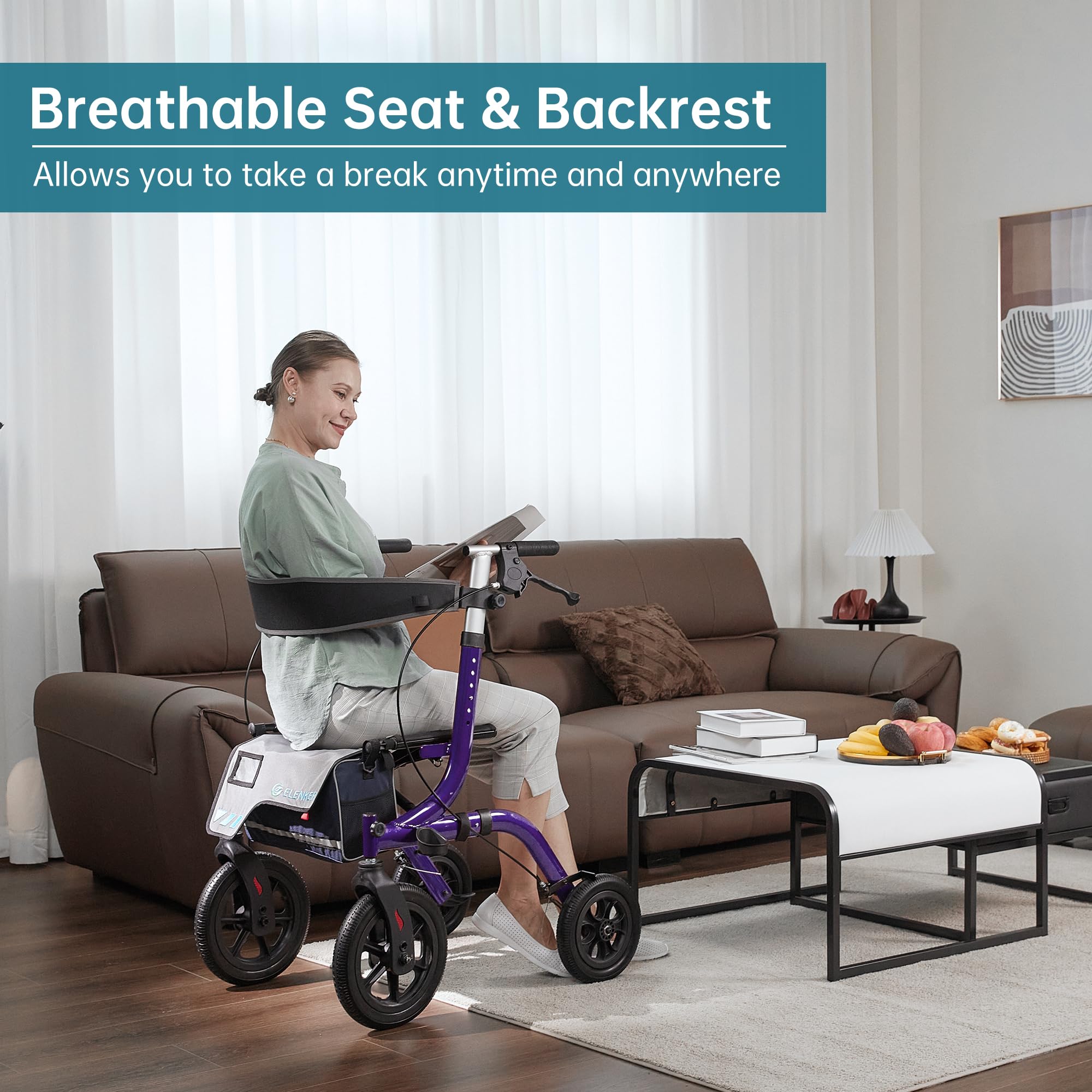 HFK-9210KDB All Terrain Dual-Brake Rollator Walker 12