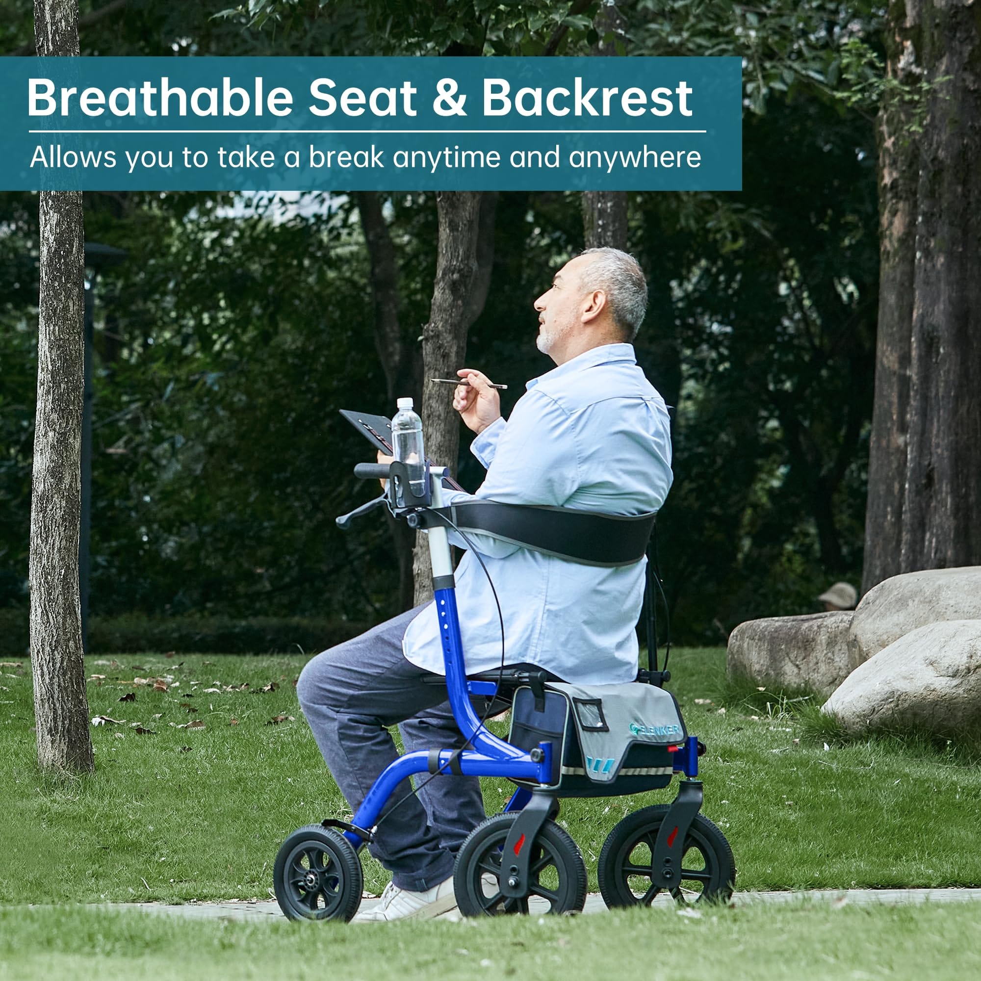 HFK-9210KDB All Terrain Dual-Brake Rollator Walker 12