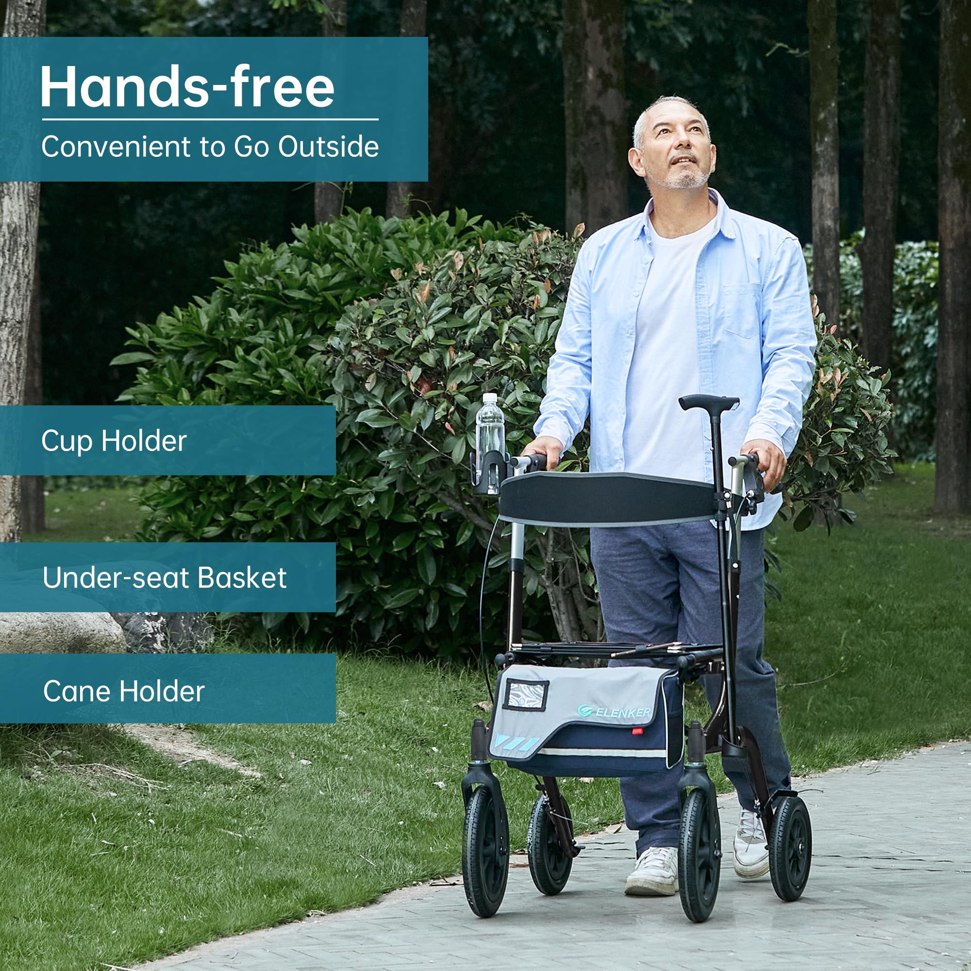 HFK-9210KDB All Terrain Dual-Brake Rollator Walker 12