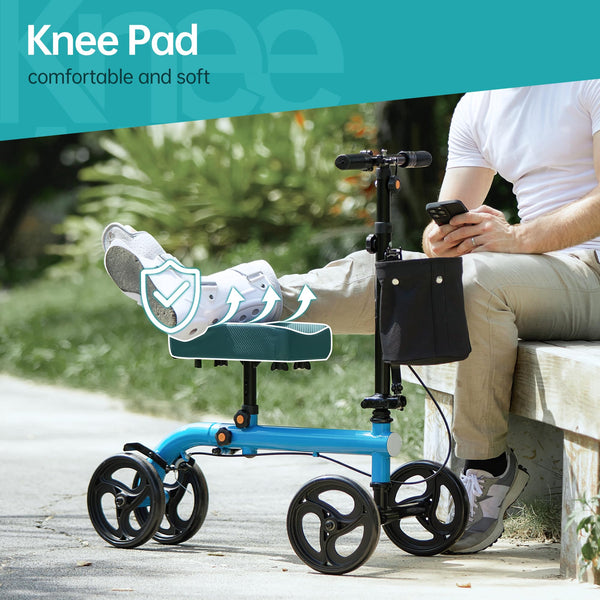 ELENKER ® KGH-9164 Affordable Knee Scooter, Maneuverable Knee Walker, Portable Knee Scooters for Foot Injuries Crutches Alternative Blue
