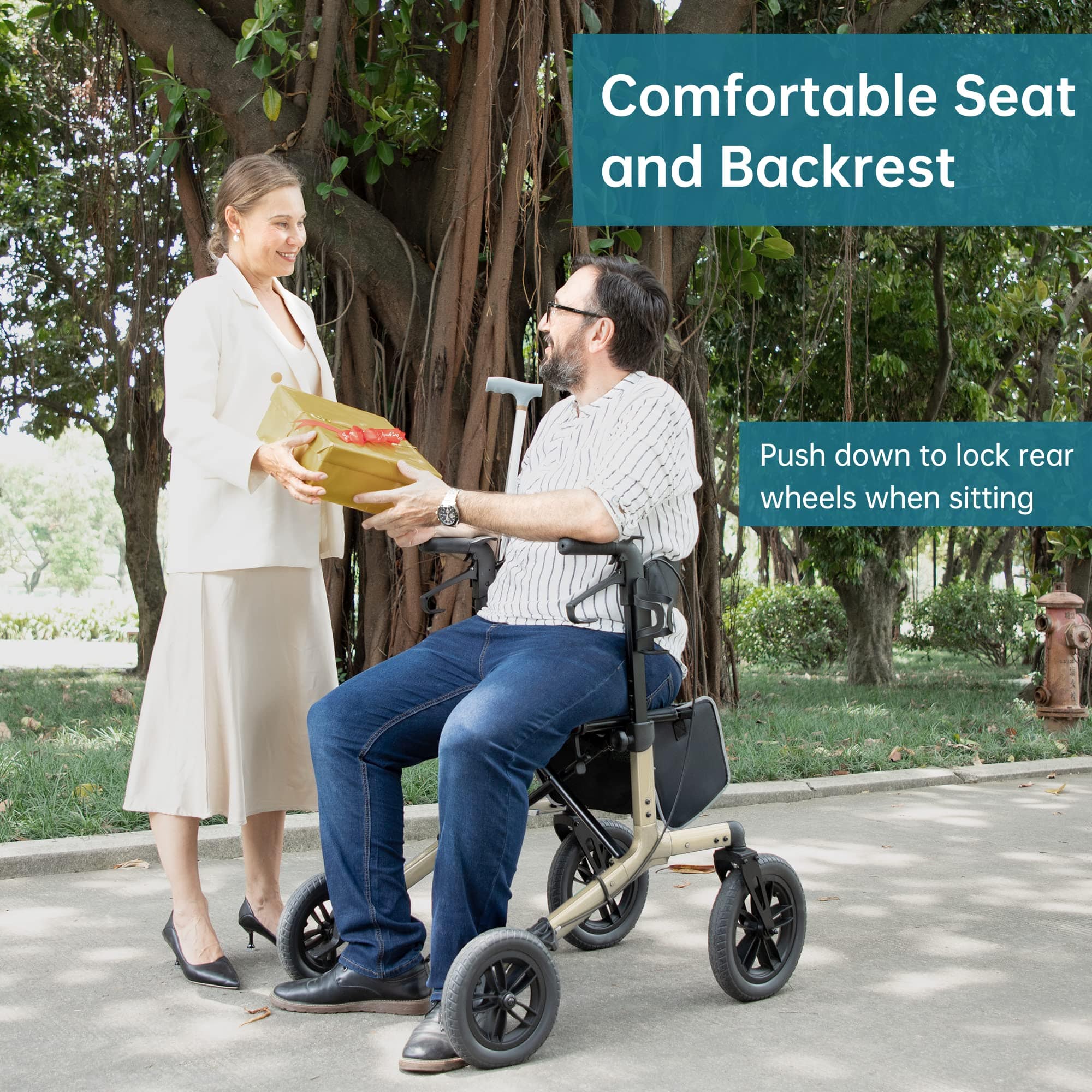 KLD-9212 All Terrain Dual-Brake Rollator Walker 12