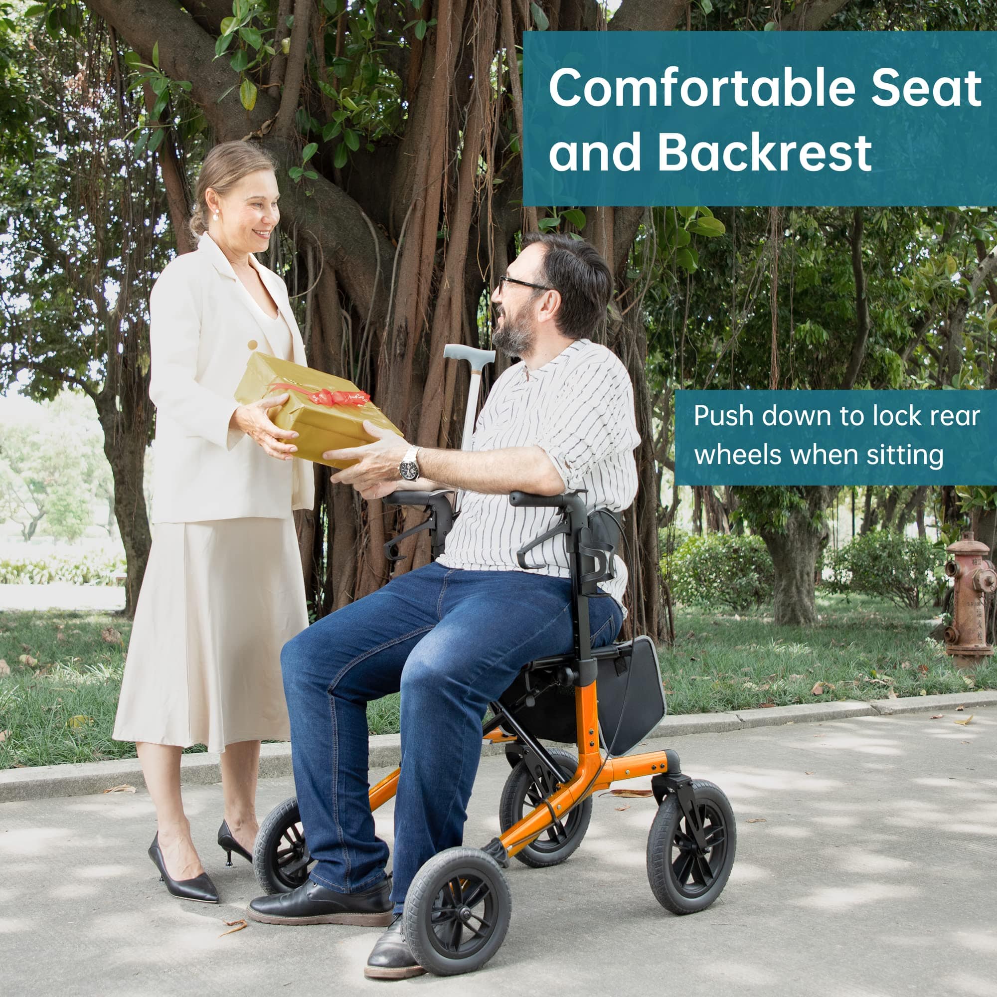 KLD-9212 All Terrain Dual-Brake Rollator Walker 12