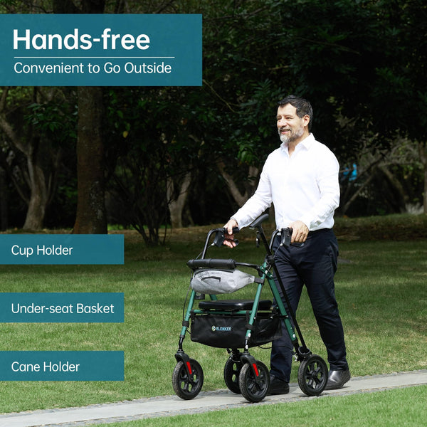 YF-9007E All-Terrain Dual-Brake Rollator Walker 10" Wheels