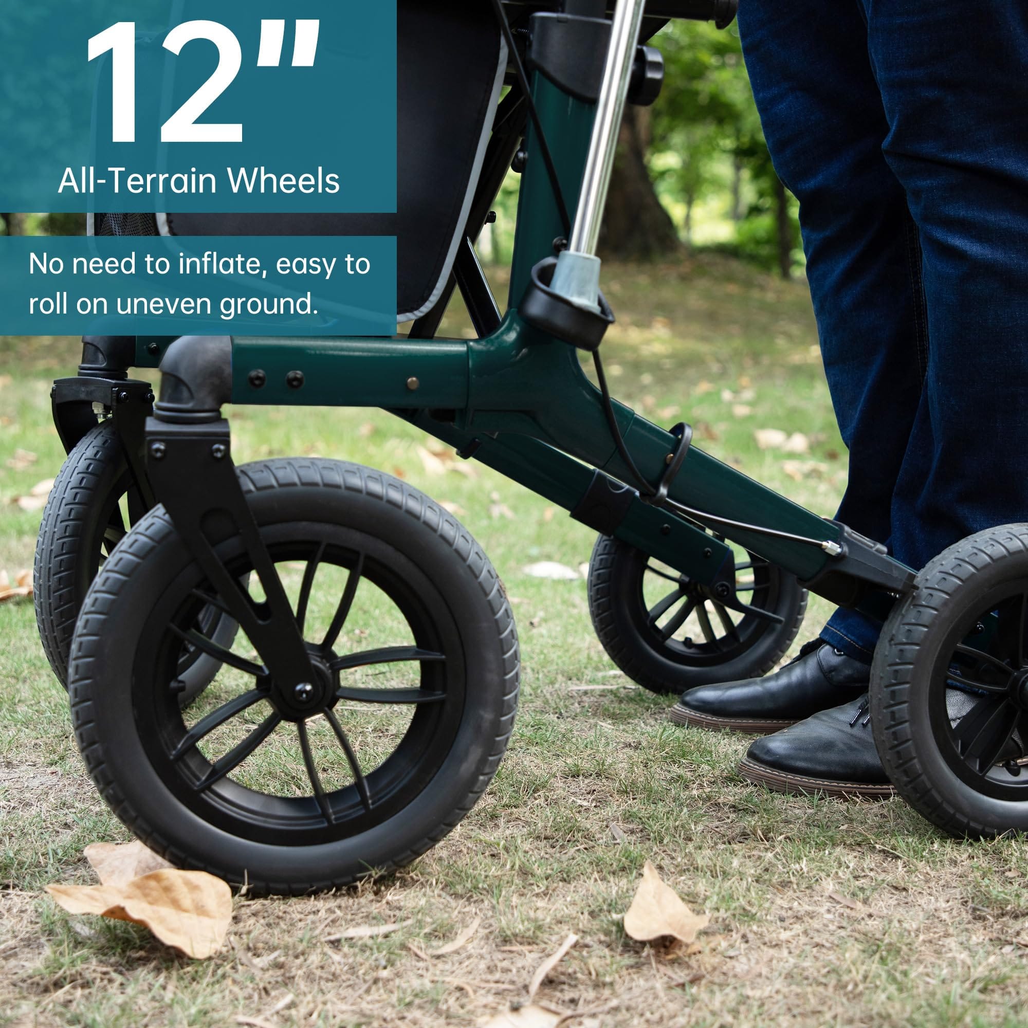 KLD-9212 All Terrain Dual-Brake Rollator Walker 12