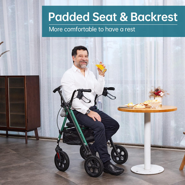 YF-9007E All-Terrain Dual-Brake Rollator Walker 10" Wheels