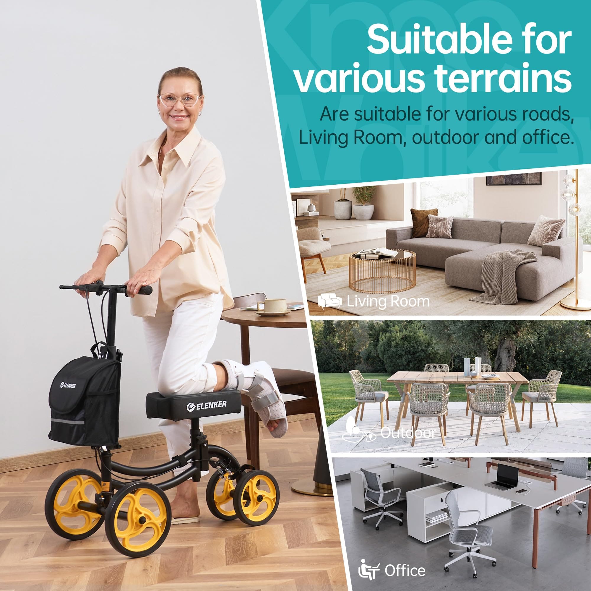 YF-9011A Deluxe Steerable Medical Knee Walker 10