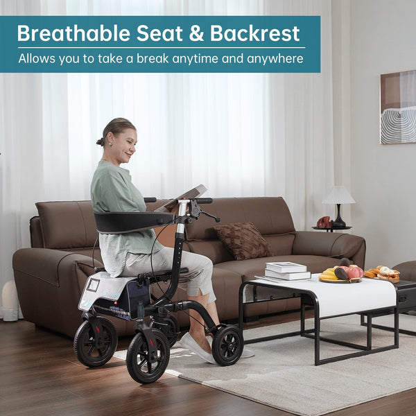 HFK-9210KDB All Terrain Dual-Brake Rollator Walker 12" Wheels