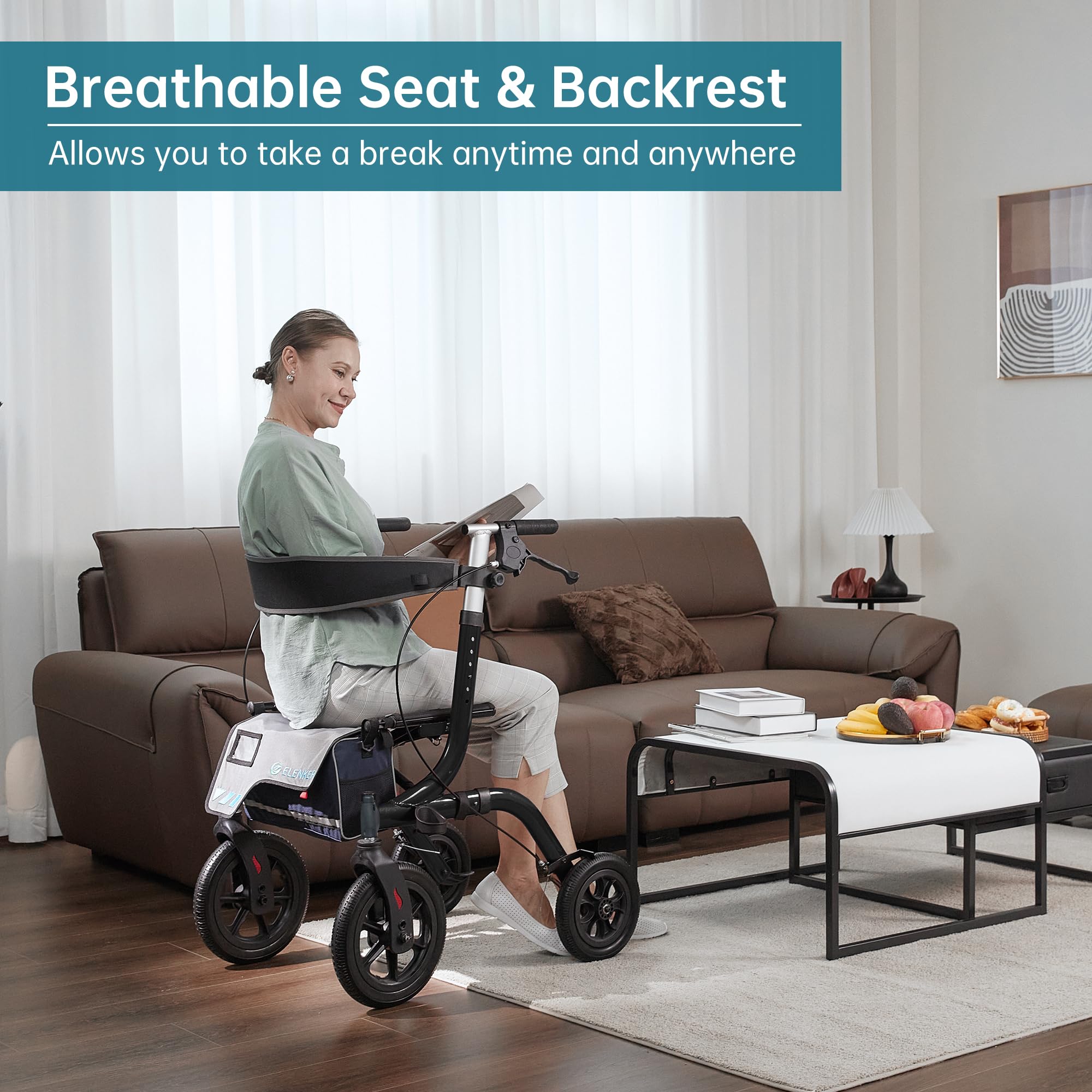 HFK-9210KDB All Terrain Dual-Brake Rollator Walker 12