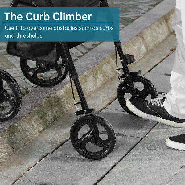 ELENKER ® YF-9007B Rollator Walker with 10” Wheels, Sponge Padded Seat and Backrest, Fully Adjustment Frame for Seniors Black