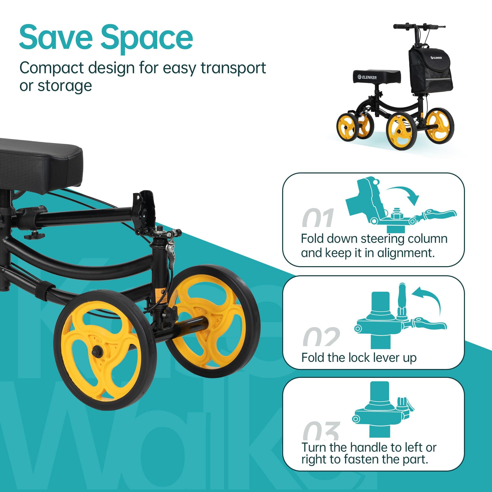 YF-9011A Deluxe Steerable Medical Knee Walker 10