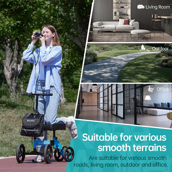 YF-9002D Steerable Deluxe Medical Knee Walker 10" Wheels