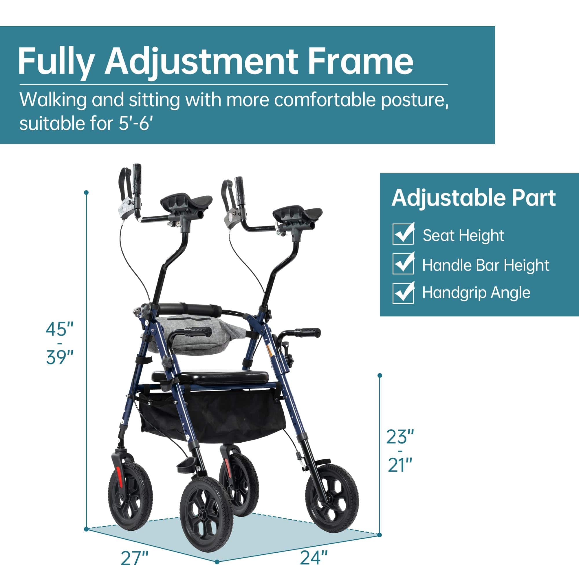 YF-9008E All-Terrain Dual-Brake Upright Walker 10
