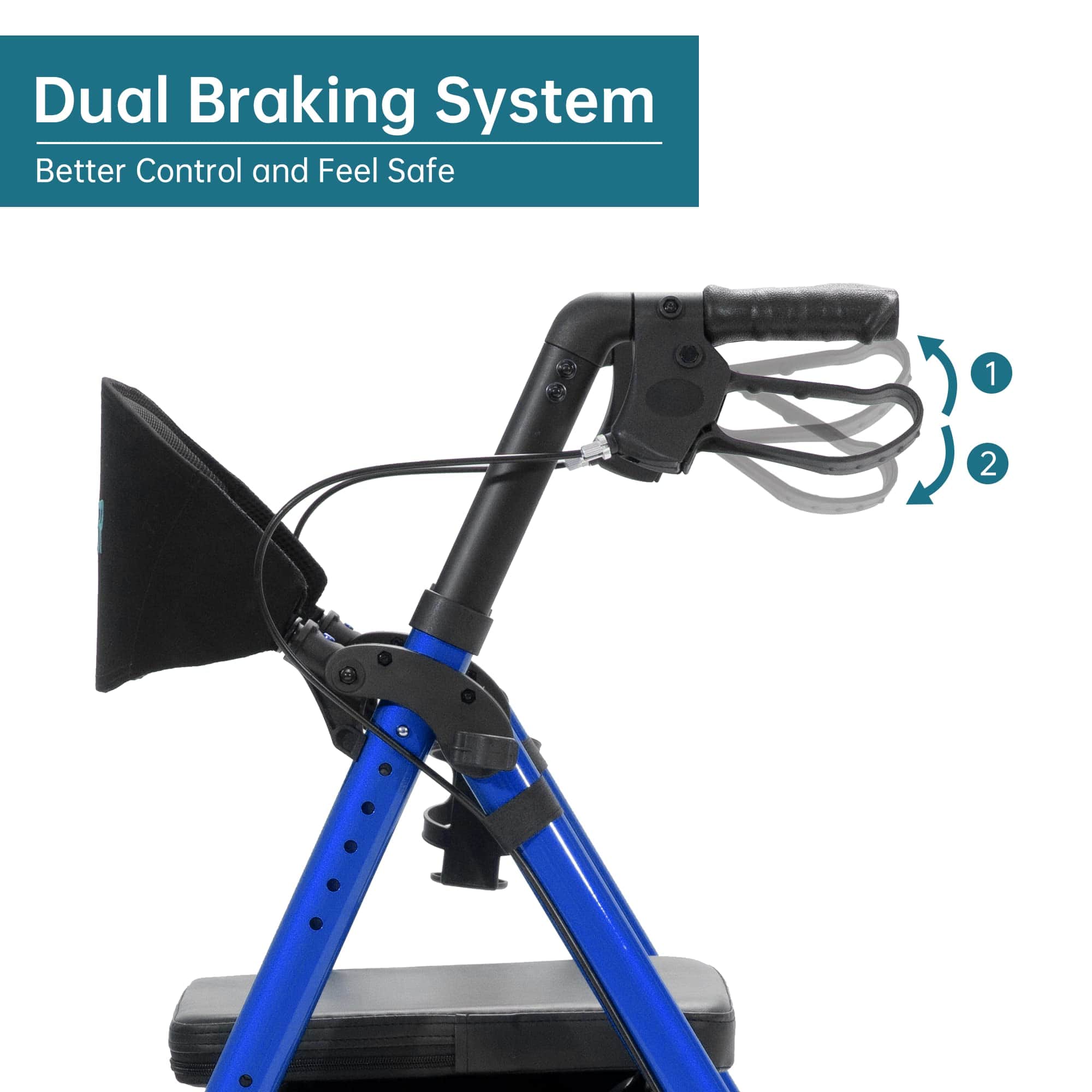 ELENKER® KLD-9218 All-Terrain Rollator Walker 8” Blue