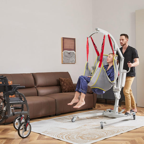 ELENKER® Electric Patient Lift, Electric Patient Lift for Home use or car Travel, Battery Powered with Low Base, 400lb Weight Capacity with Medium U-Sling.