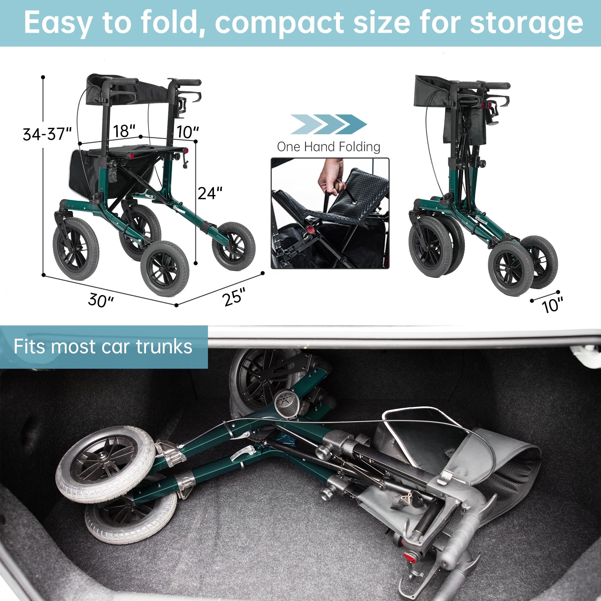 KLD-9212 All Terrain Dual-Brake Rollator Walker 12