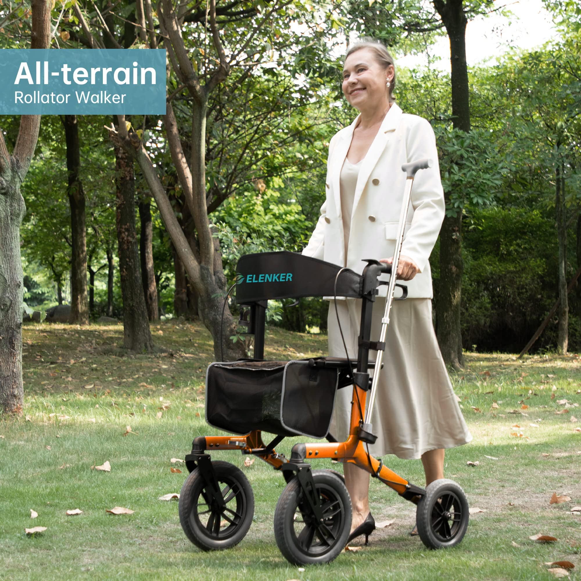 KLD-9212 All Terrain Dual-Brake Rollator Walker 12