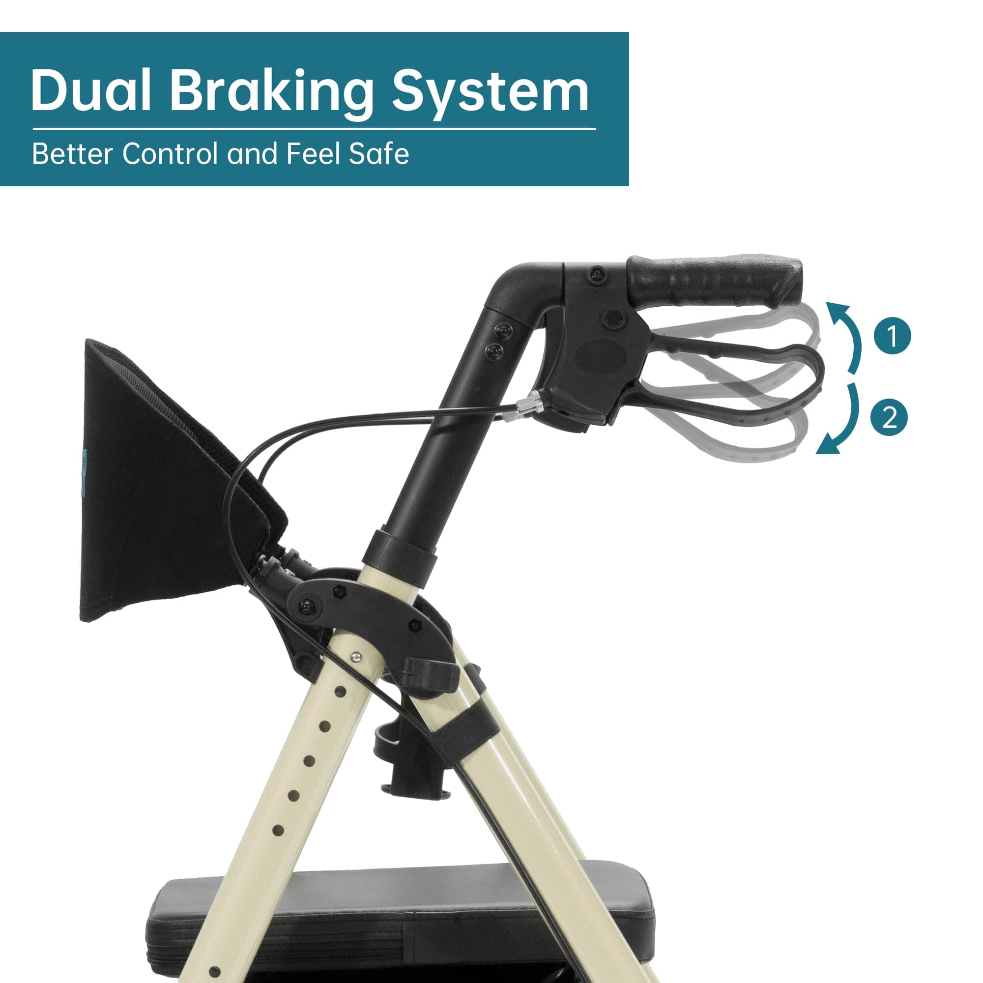 KLD-9218-10 All Terrain Dual-Brake Rollator Walker 10