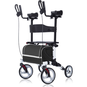 HFK-9223 Upright Walker, Stand Up Folding Rollator Walker with 10” Front Wheels Backrest Seat and Padded Armrests for Seniors and Adults freeshipping - Elenker