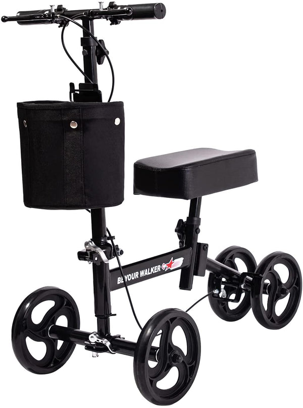 YF-9003-1 ELENKER® Knee Scooter with Basket Dual Braking System for Ankle and Foot Injured Black