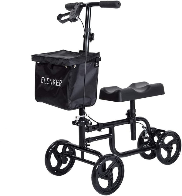 HFK-9225 ELENKER®  Best Value Walker Steerable Medical Scooter Crutch Alternative with Dual Braking System Black Refurbished