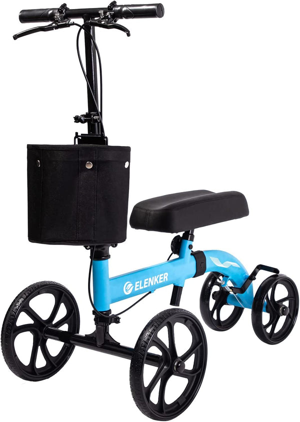 MT-9251 ELENKER®  Best Value Knee Walker Steerable Medical Scooter Crutch Alternative with Dual Braking System Sky Blue