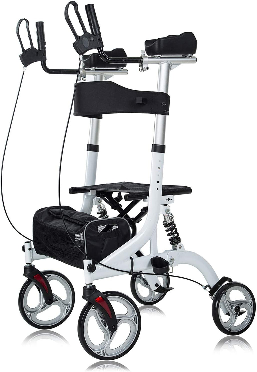 ELENKER® Upright Rollator Walker Stand Up Rollator Walker with Shock