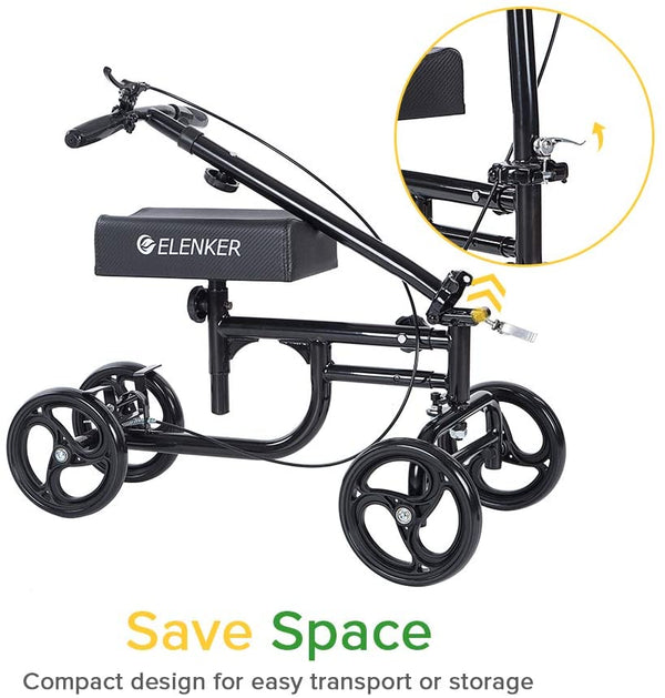 HCT-9125AH ELENKER® Economy Knee Walker Steerable Medical Scooter Crutch Alternative black