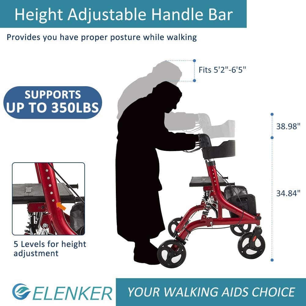 HFK-9211 Dual-Brake Shock-Absorbing Rollator Walker 10