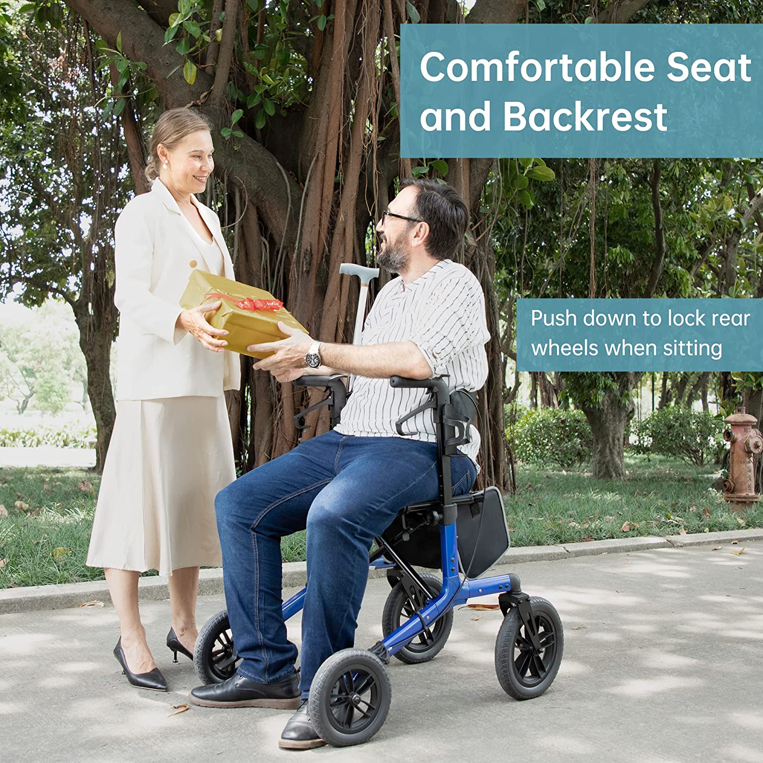 KLD-9212 All Terrain Dual-Brake Rollator Walker 12