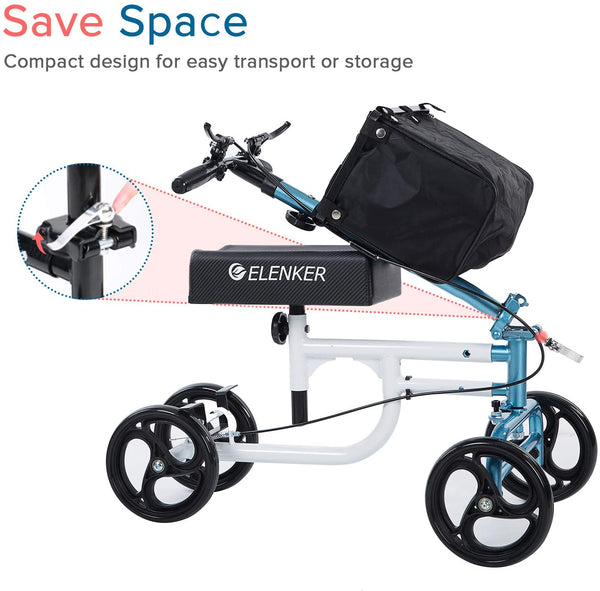 HCT-9125A ELENKER® Steerable Knee Walker Deluxe Medical Scooter for Foot Injuries Compact Crutches Alternative Blue