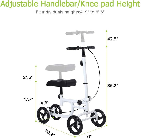KGH-9161B  ELENKER® Most Affordable Knee Scooter Walker for Foot Ankle Injuries Crutches Alternative White