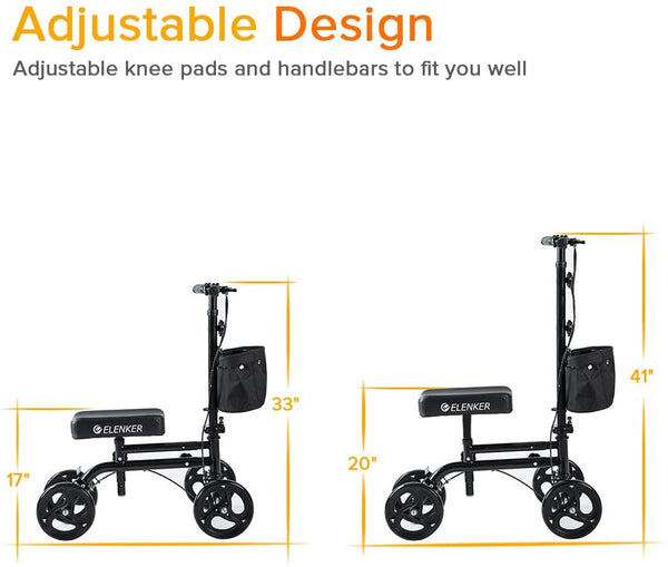 HW-8001 ELENKER®  Knee Scooter Economy Knee Walker with Dual Braking System for Injury or Surgery to The Foot freeshipping - Elenker