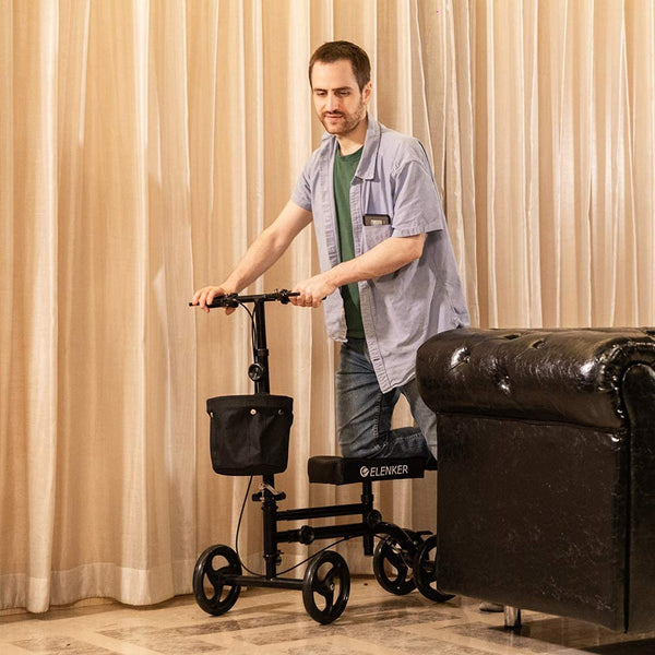 HW-8001 ELENKER®  Knee Scooter Economy Knee Walker with Dual Braking System for Injury or Surgery to The Foot freeshipping - Elenker