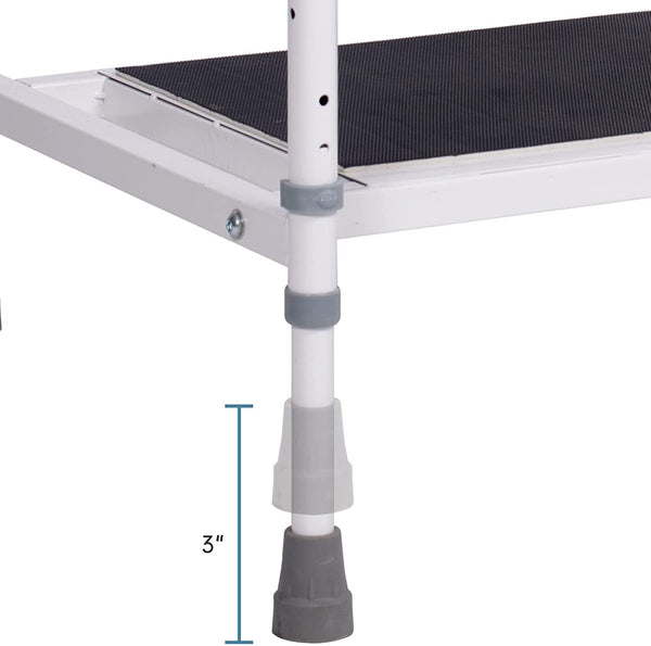ELENKER® HFK-7204 Adjustable Height Bed Step Stool, Bed Assist Bar with Storage Pocket, Including Blanket, LED Light for Fall Prevention White