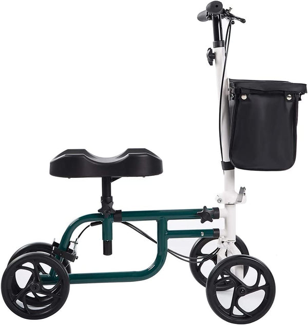 MT-9251 ELENKER® Best Value Knee Walker Steerable Medical Scooter Crutch Alternative with Dual Braking System Green+White Refurbished