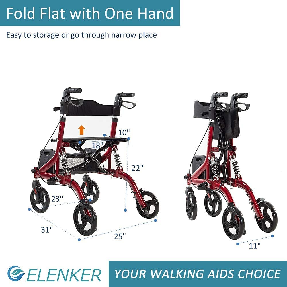HFK-9211 Dual-Brake Shock-Absorbing Rollator Walker 10