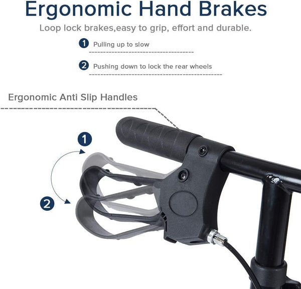 HFK-9225 ELENKER®  Best Value Walker Steerable Medical Scooter Crutch Alternative with Dual Braking System Black