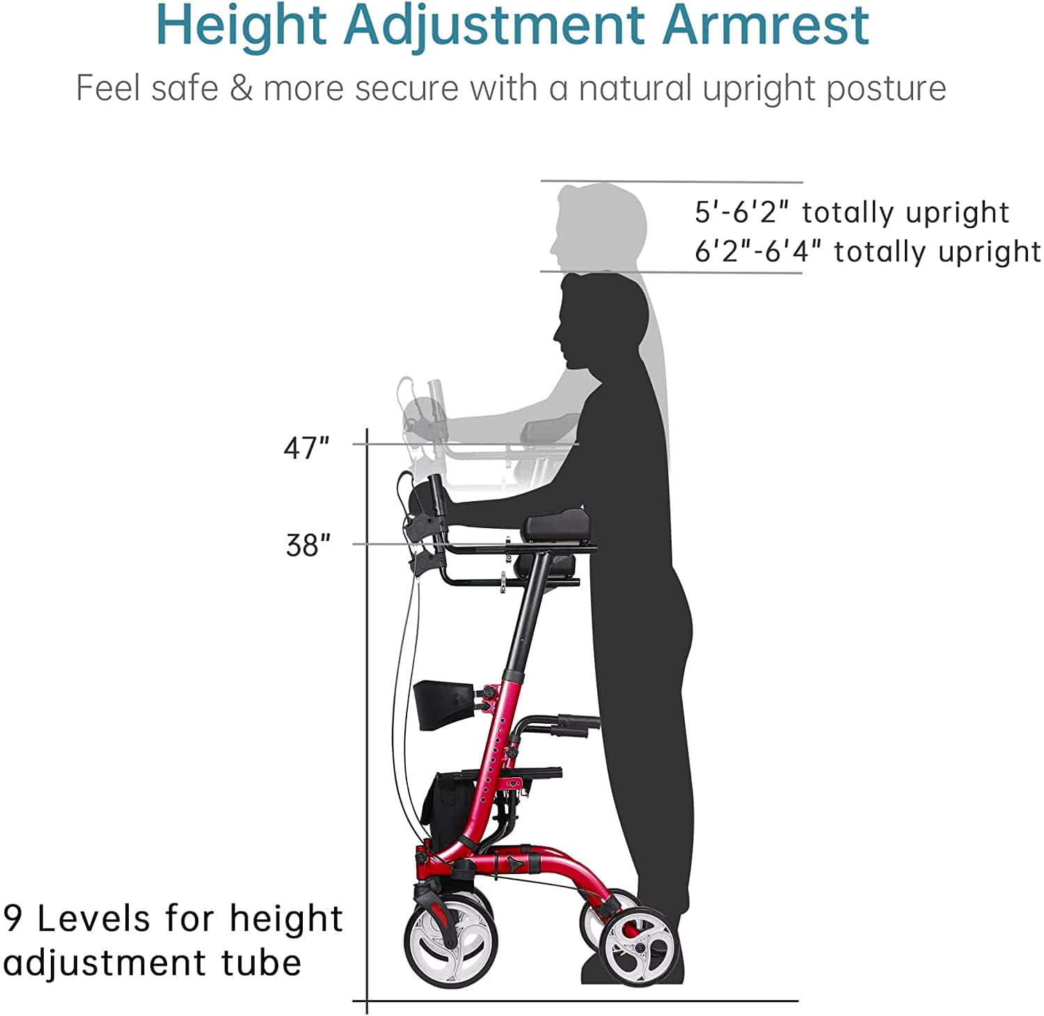 HFK-9210KDB-3 Dual-Brake Lightweight Upright Walker 10