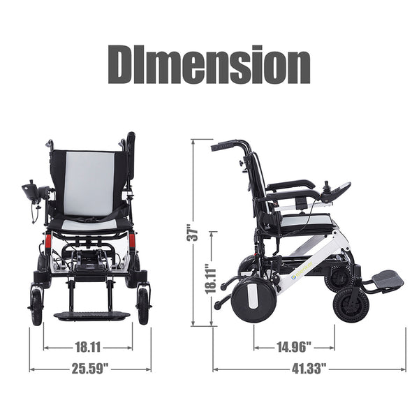 DY01106 2020 Electric Wheelchair, Foldable Power Wheel Chair with Retractable Handle for Travel Outdoor freeshipping - Elenker