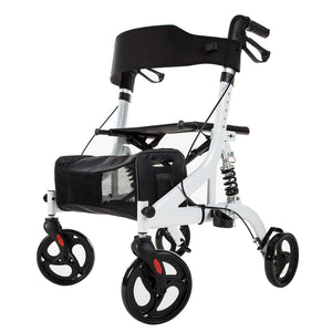 HFK-9211 Rollator Walker with Seat, Rolling Mobility Walking Aid, Shock Absorber and Carrying Pouch, Compact Folding Design, Fits for Elderly from 5’2”-6’5”, Supports up to 350 LBS freeshipping - Elenker
